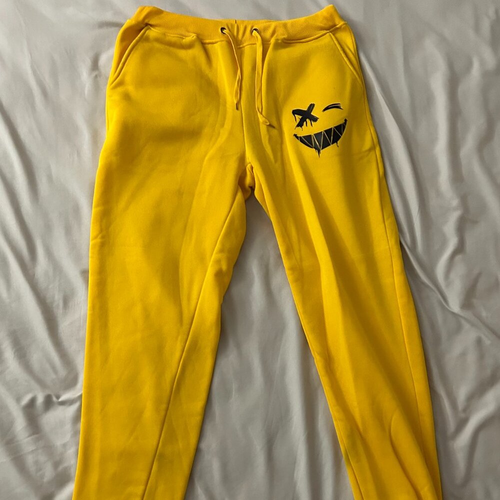 Smiley Graphic Print Yellow Sweatpants